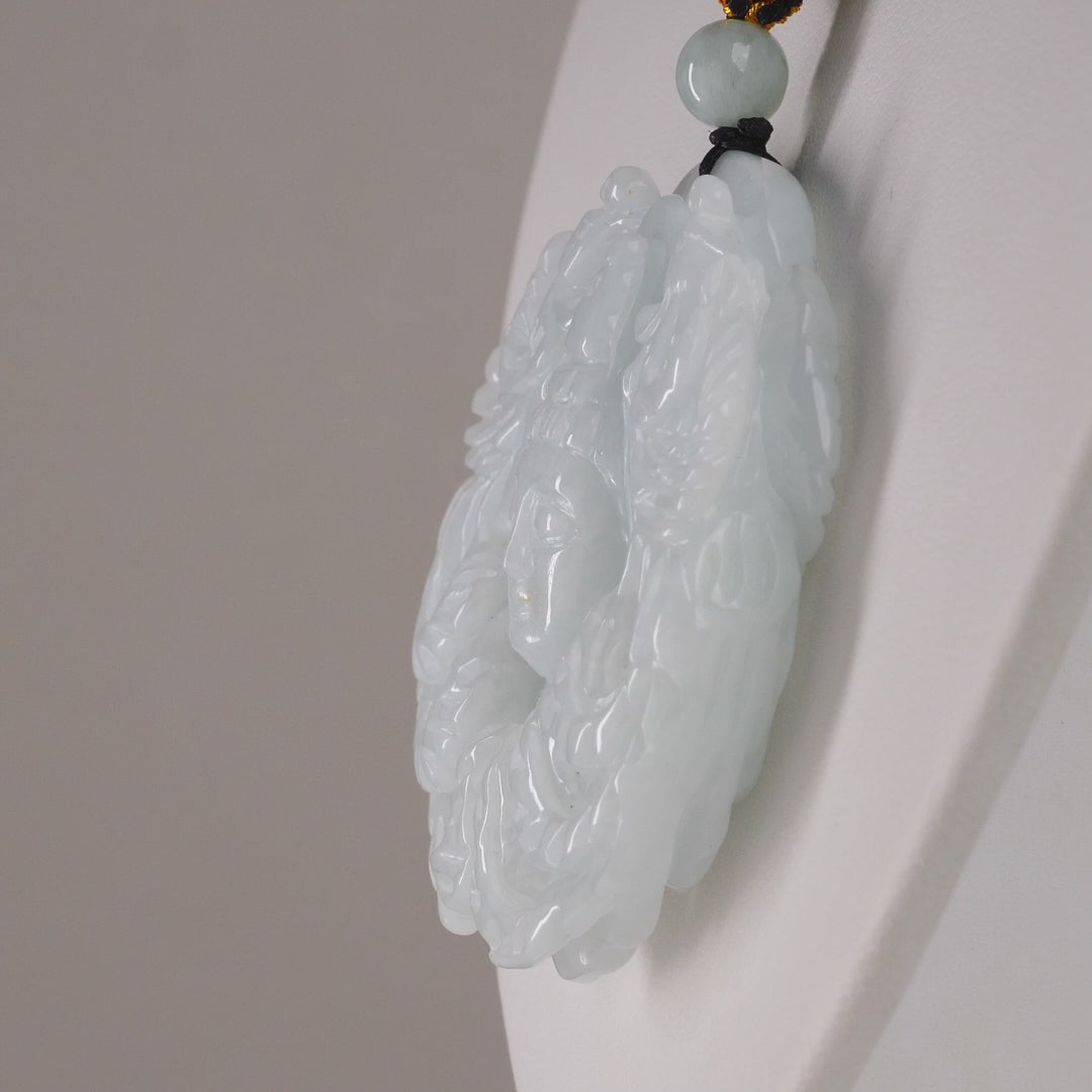 Type A Burmese Jadeite Phoenix Carving Pendant Necklace