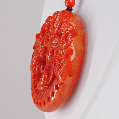 Red Burmese Jadeite Buddha Pendant
