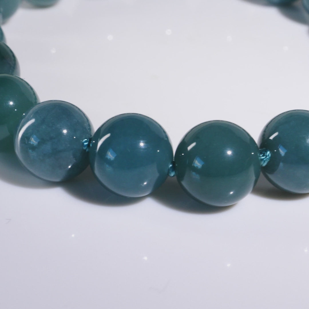 Type A Blue Jadeite 13mm Beaded Bracelet