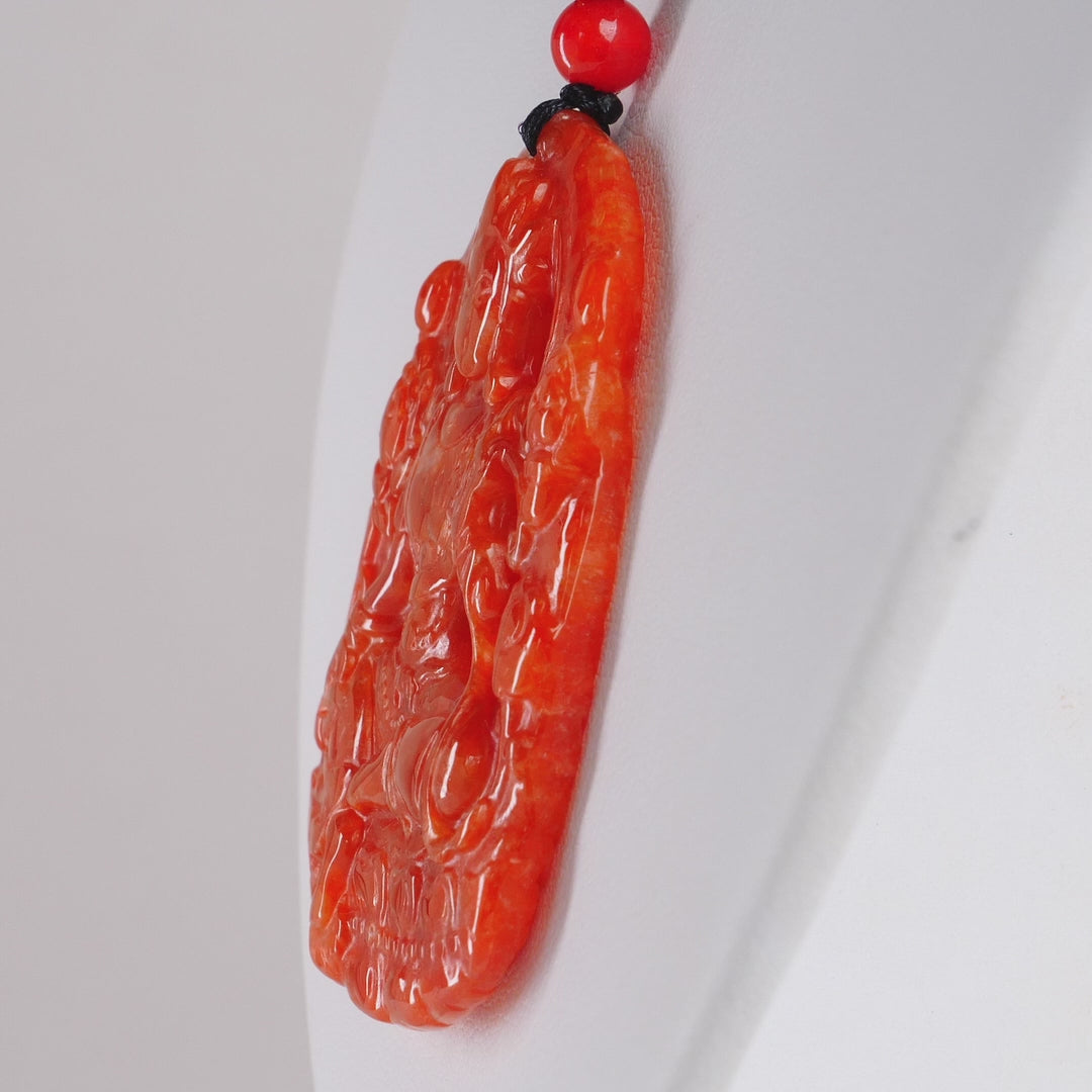 Type A Red Jadeite Zuron Carved Pendant
