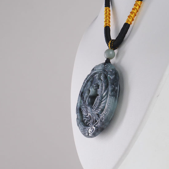 DHJ Black Chicken Jadeite Carving