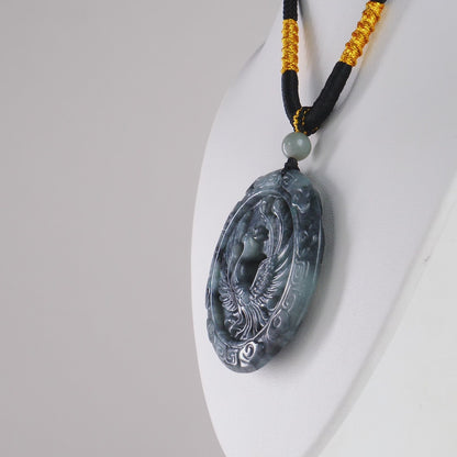 DHJ Black Chicken Jadeite Carving