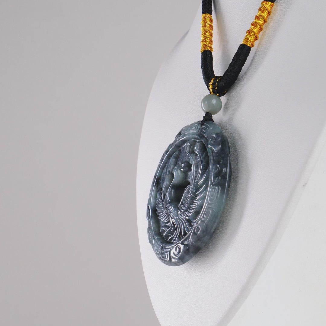DHJ Black Chicken Jadeite Carving