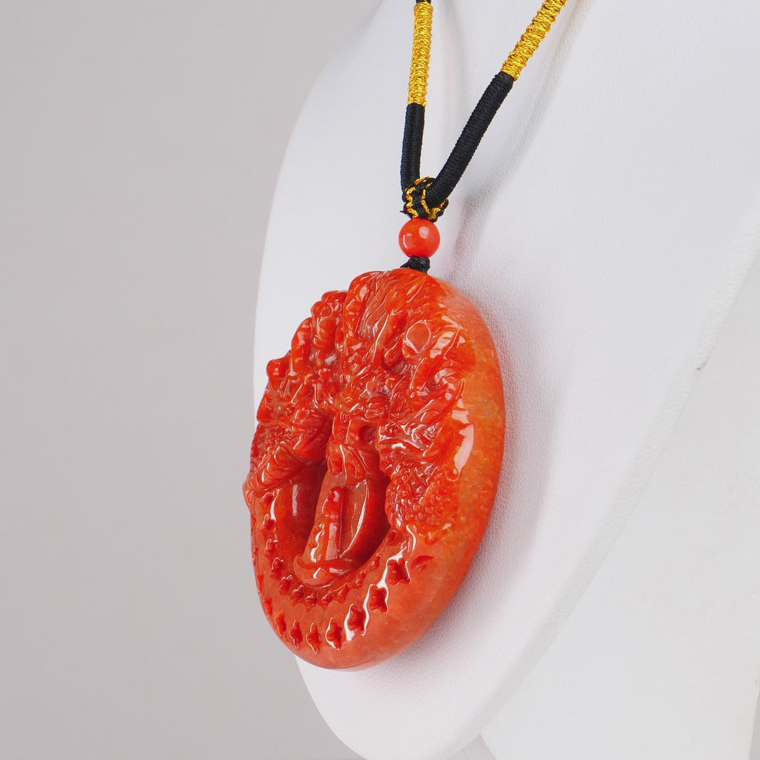 Red Burmese Jadeite Buddha Pendant