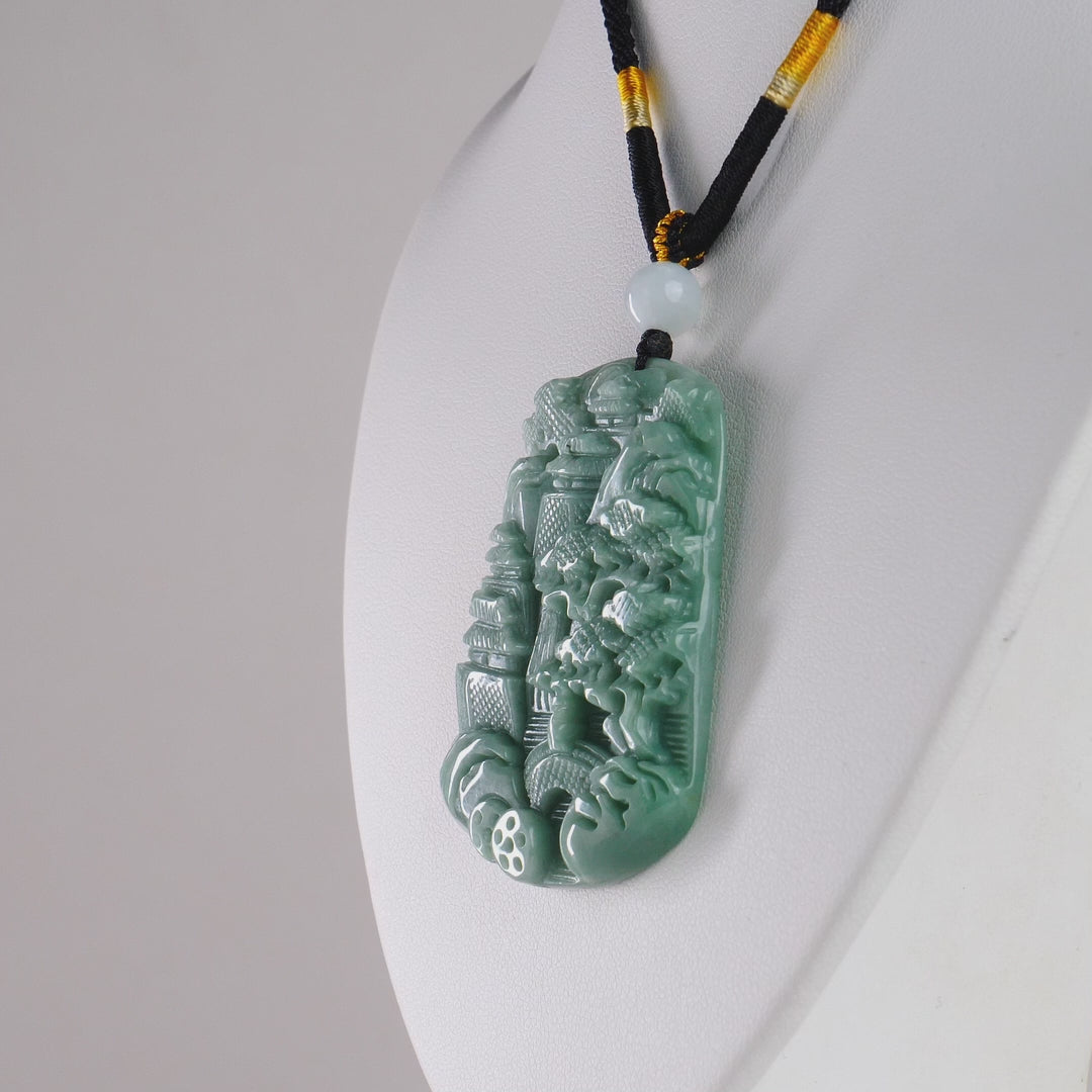 DHJ Green Jadeite Landscape Necklace
