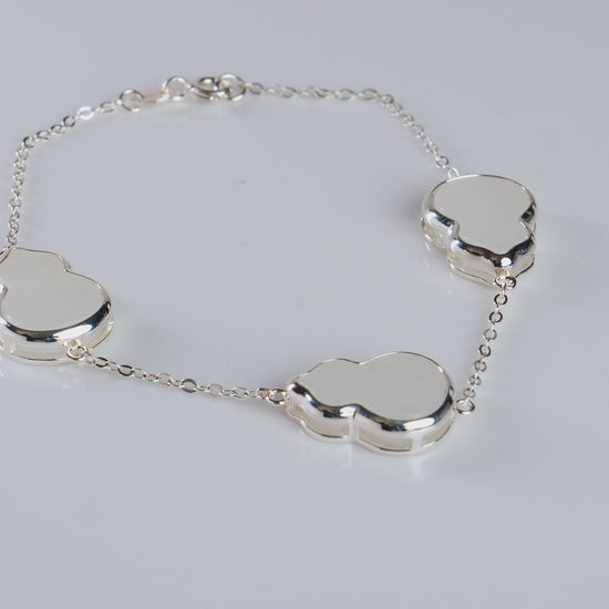 DHJ Khotan Mutton Fat Jade Gourd Station Bracelet, 3 Stations