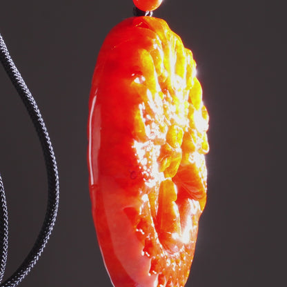 Red Burmese Jadeite Buddha Pendant