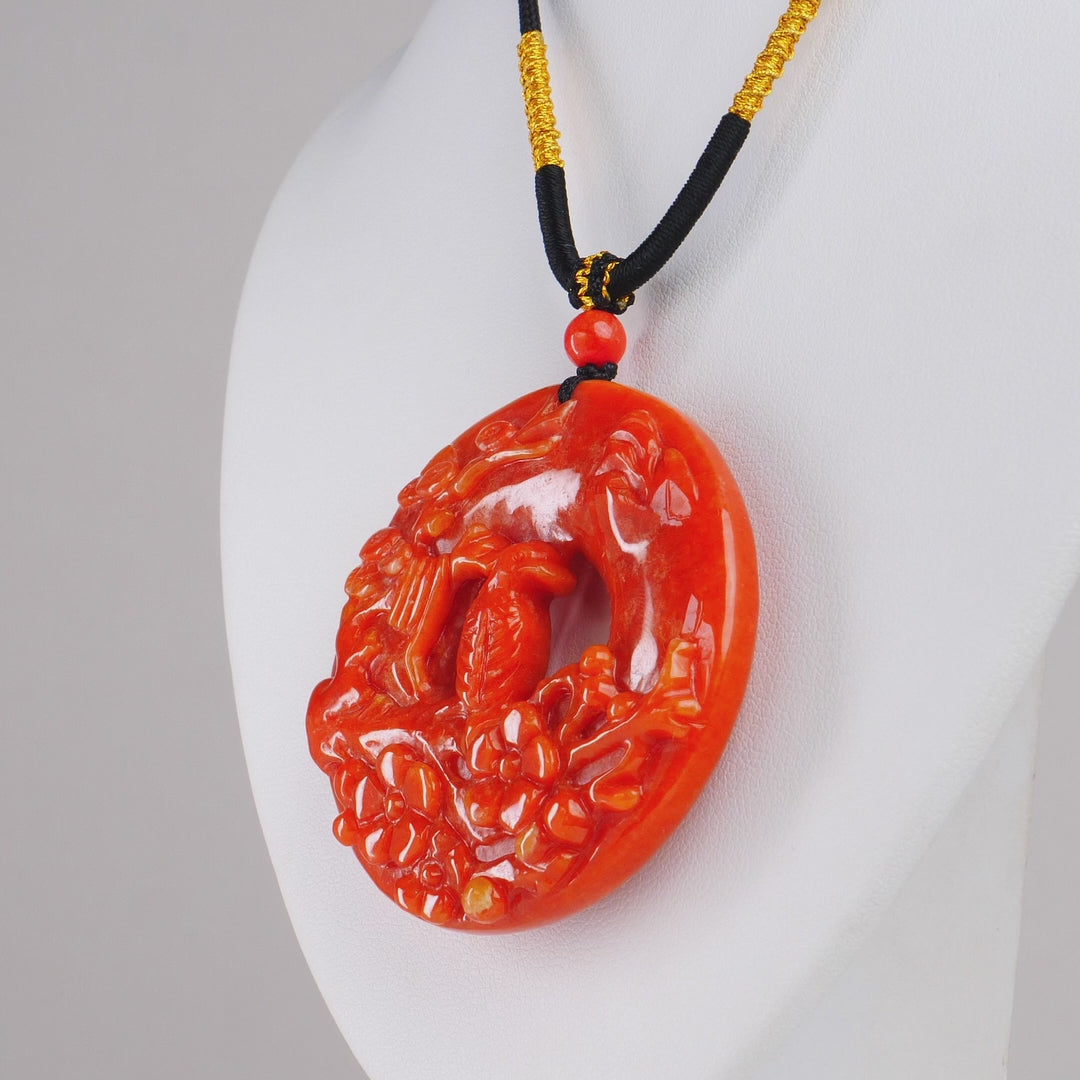 Red Burmese Jadeite Bird Pendant