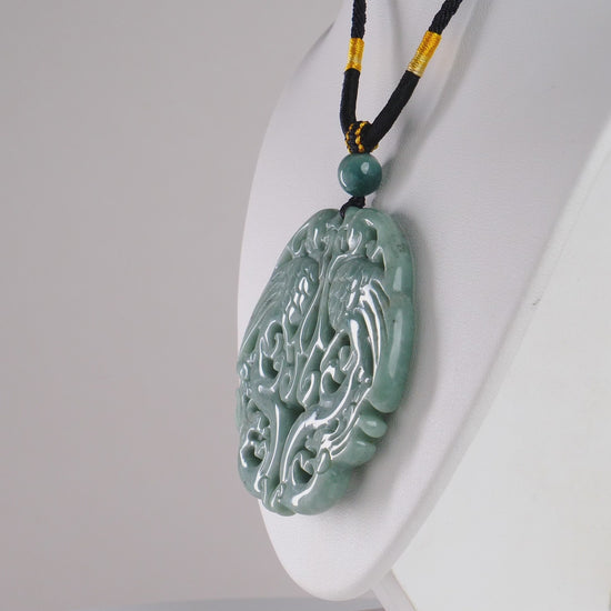 DHJ Green Jadeite Phoenix Carving