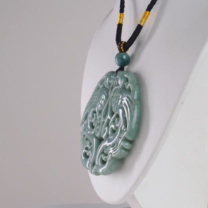 DHJ Green Jadeite Phoenix Carving