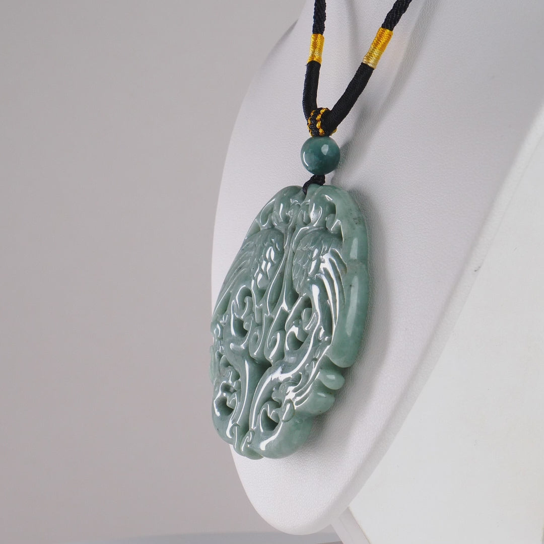 DHJ Green Jadeite Phoenix Carving