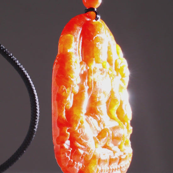 Type A Red Jadeite Zuron Carved Pendant