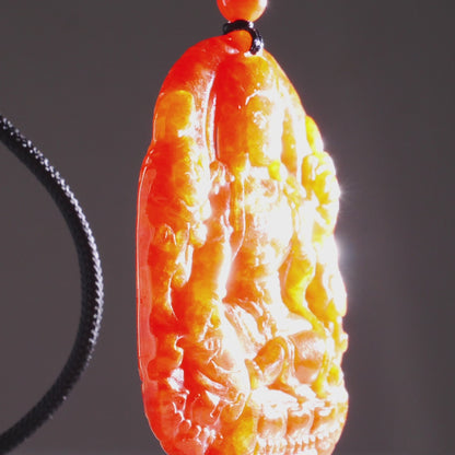 Type A Red Jadeite Zuron Carved Pendant