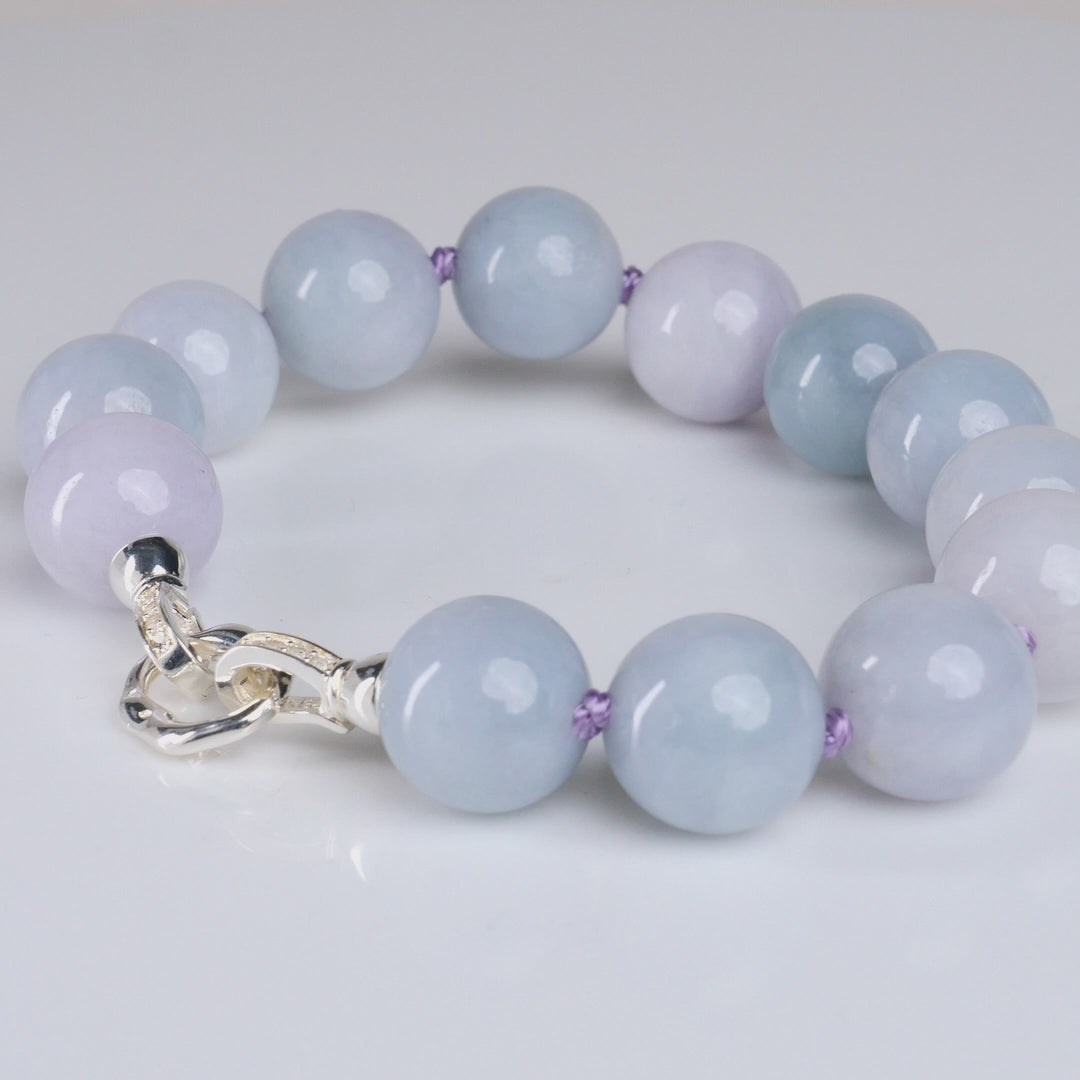 Type A Burmese Lavender Green Bracelet 13mm Beads