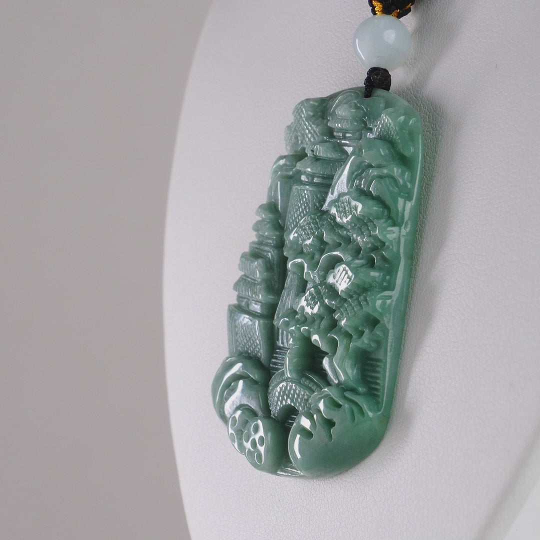 DHJ Green Jadeite Landscape Necklace
