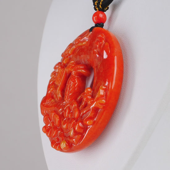 Red Burmese Jadeite Bird Pendant