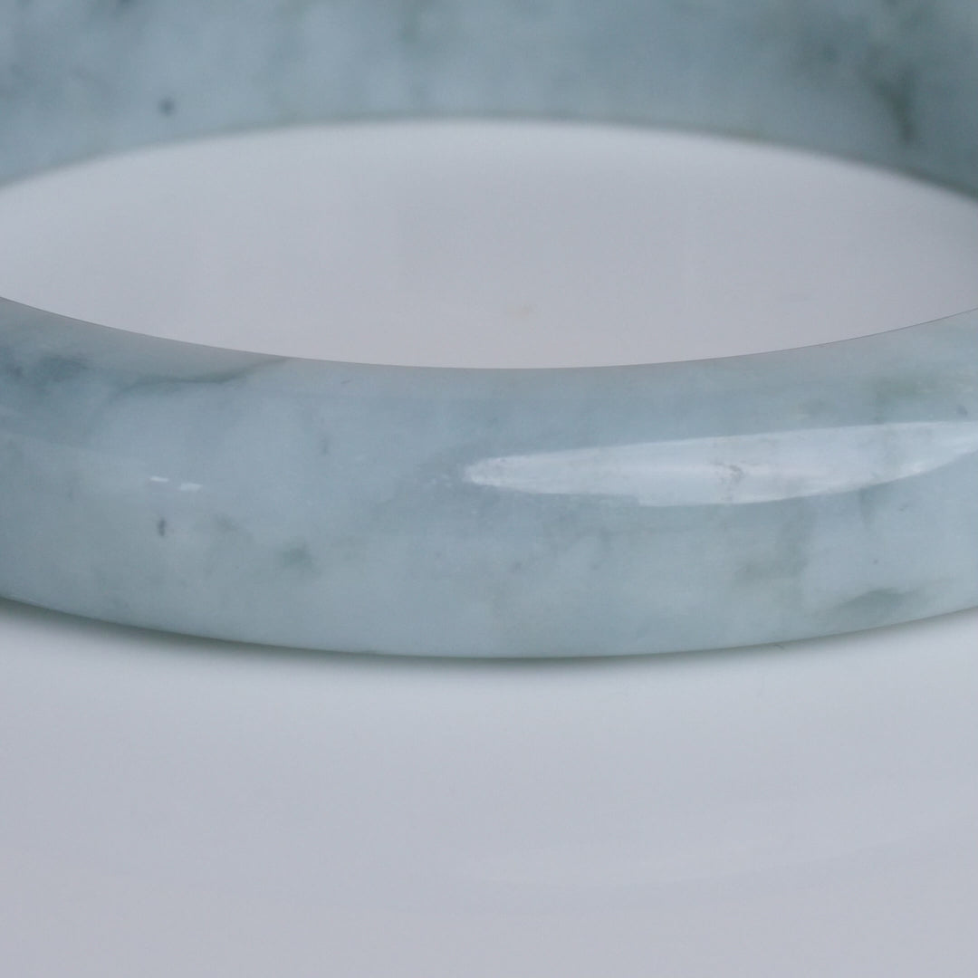 Type A Dark Floating Flower Burmese Jadeite Bangle