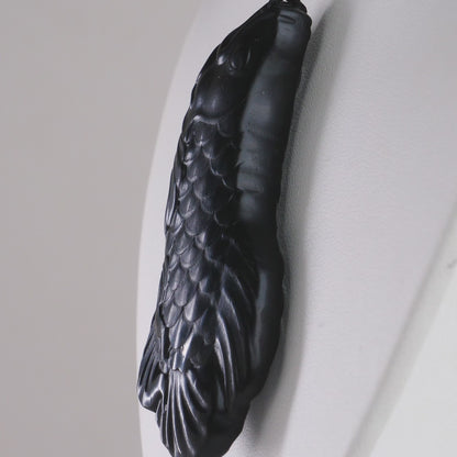 DHJ Black Mutton Fat Jade Landscape Fish Carving