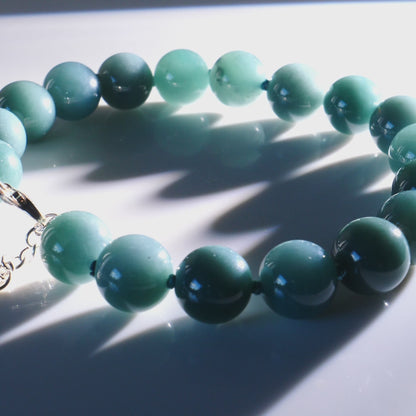 Type A Blue Jadeite 13mm Beaded Bracelet