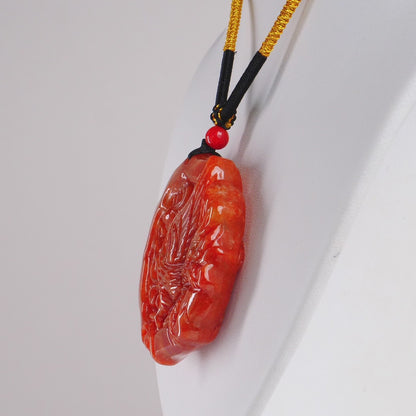 Red Burmese Jadeite Phoenix Pendant
