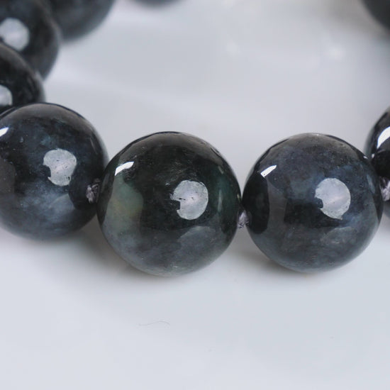 DHJ Black Chicken Jadeite Bracelet with Toggle Clasp, 17mm