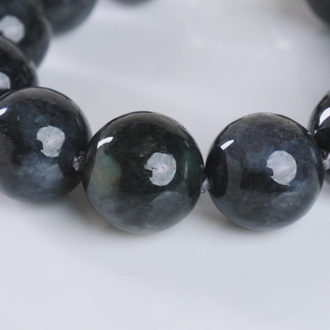 DHJ Black Chicken Jadeite Bracelet with Toggle Clasp, 17mm