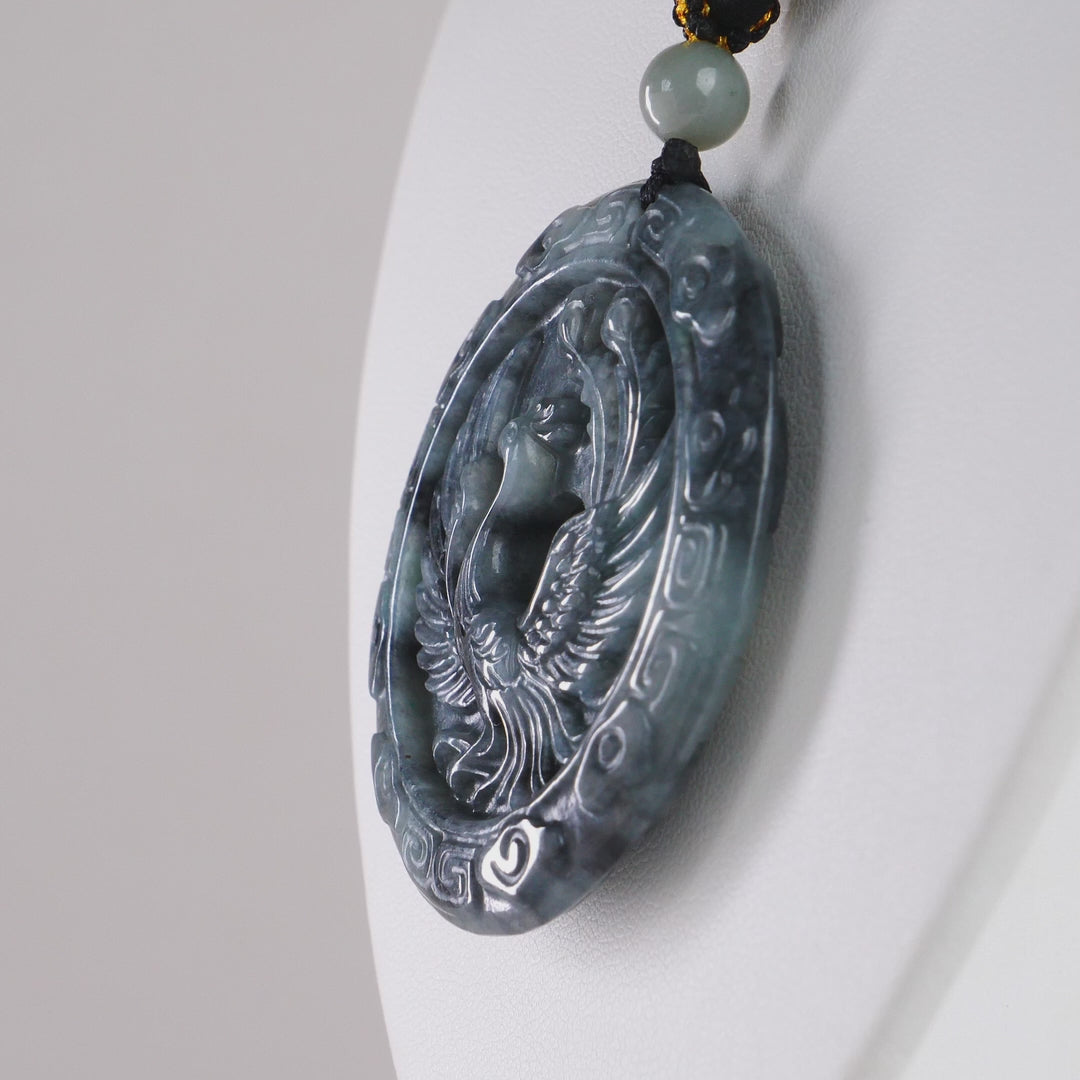 DHJ Black Chicken Jadeite Carving